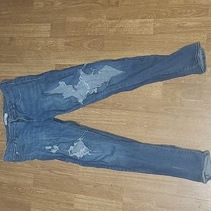 Destroyed open thigh skinny jeans